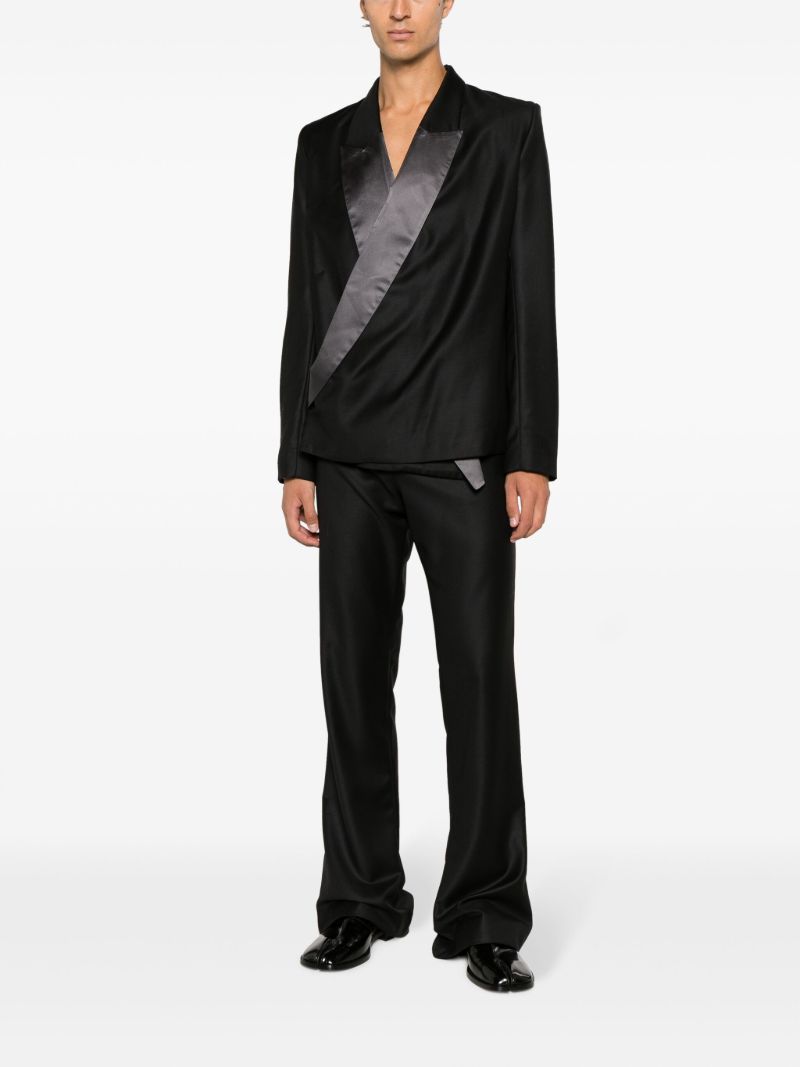 Black Wraparound Silk Blazer