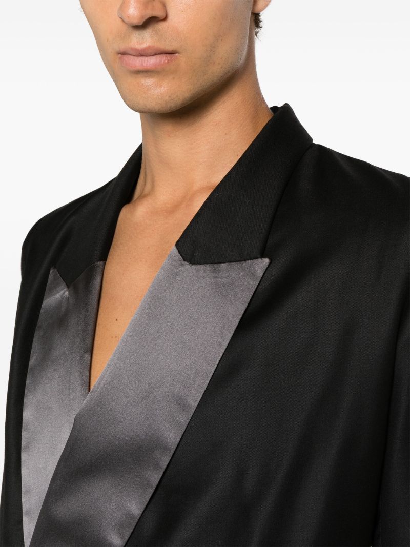 Black Wraparound Silk Blazer