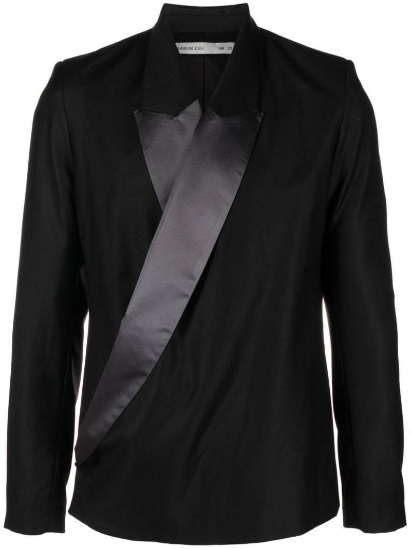 Black Wraparound Silk Blazer