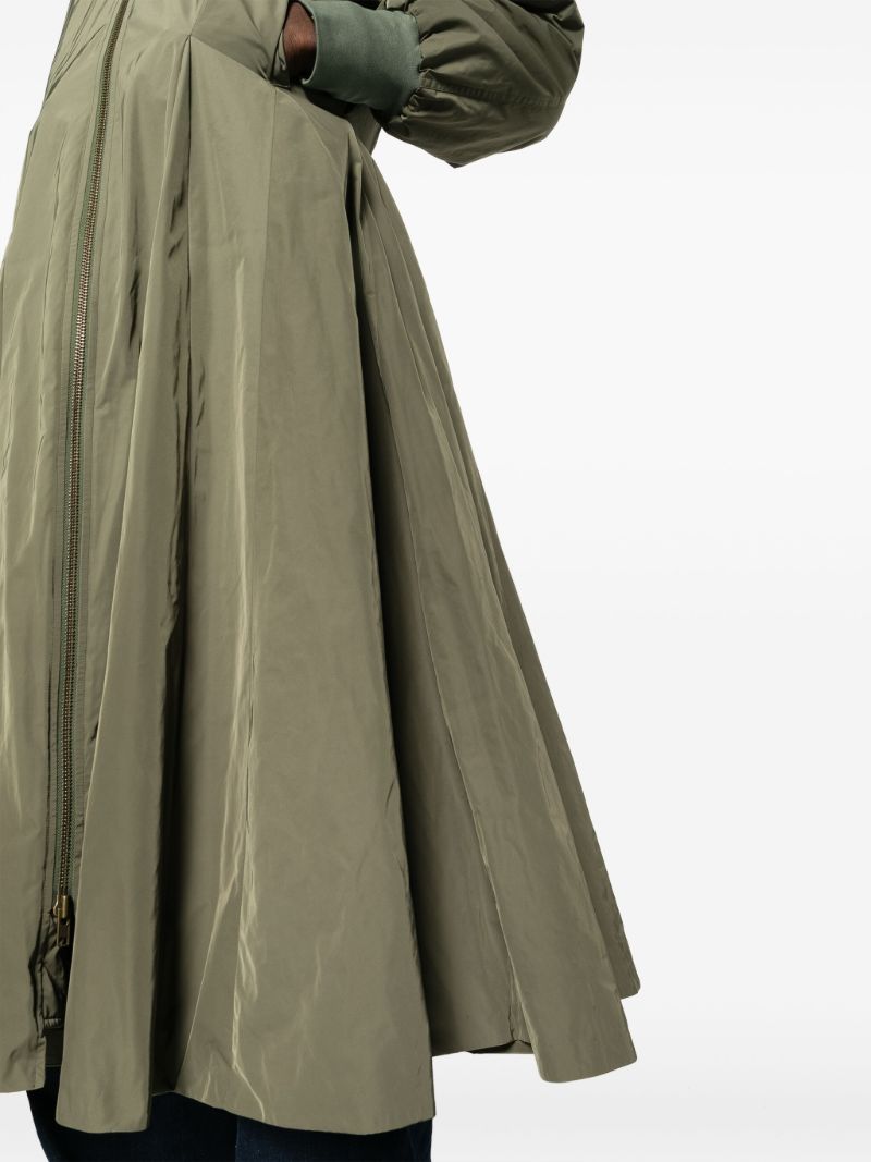 Green Zip-up Flared Coat