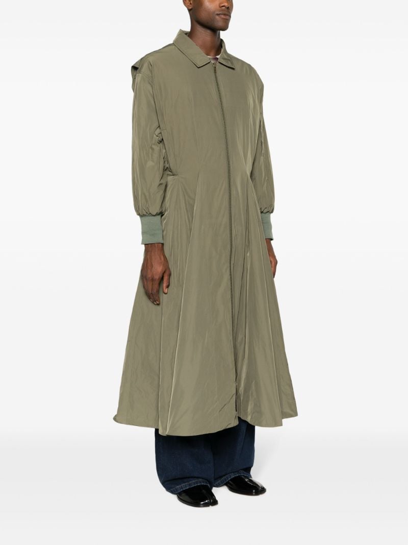 Green Zip-up Flared Coat