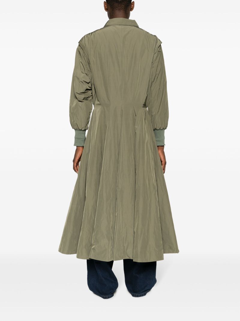 Green Zip-up Flared Coat
