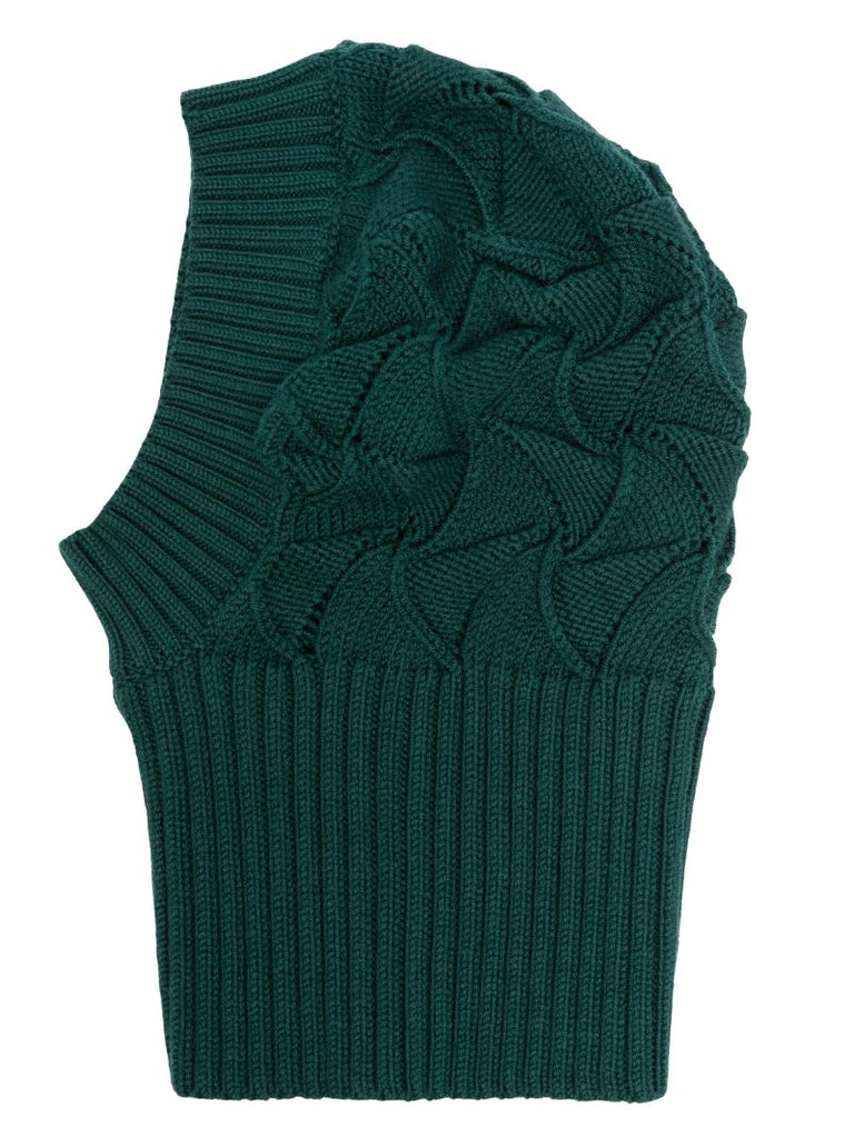 Green Wavy Merino Balaclava
