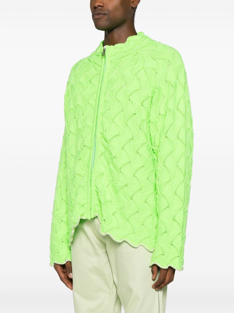 Green Merino Wool Zipped Cardigan