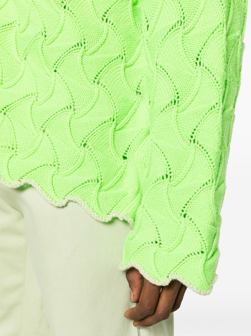 Green Merino Wool Zipped Cardigan