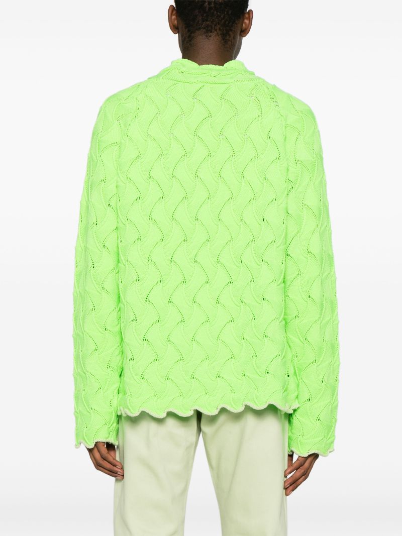 Green Merino Wool Zipped Cardigan