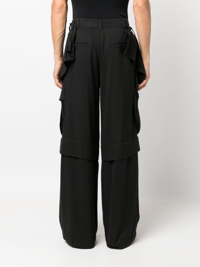 Black Draped Wide-leg Trousers