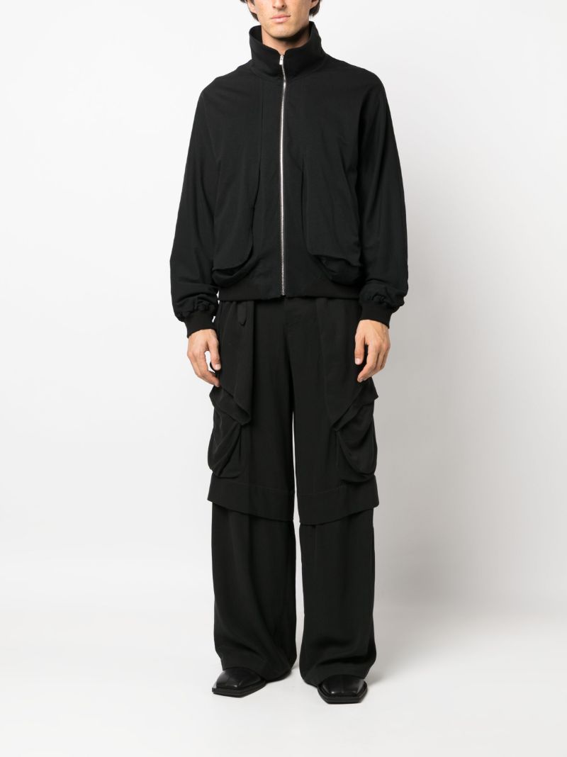 Black Draped Wide-leg Trousers