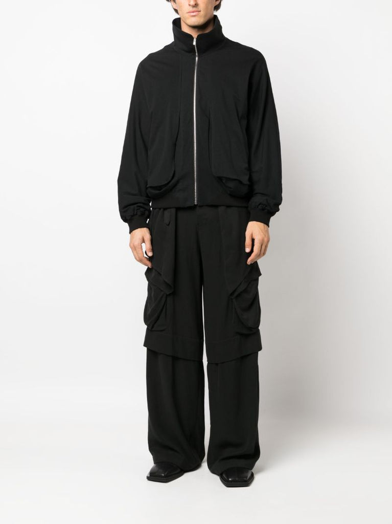 Black Draped Wide-leg Trousers