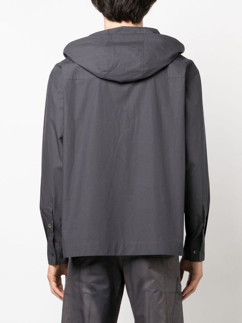 Grey Detachable Hood Cotton Shirt