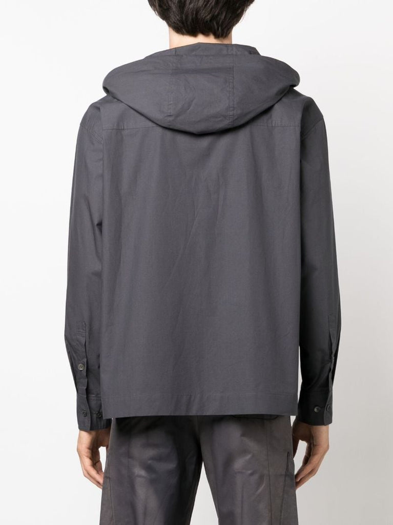 Grey Detachable Hood Cotton Shirt