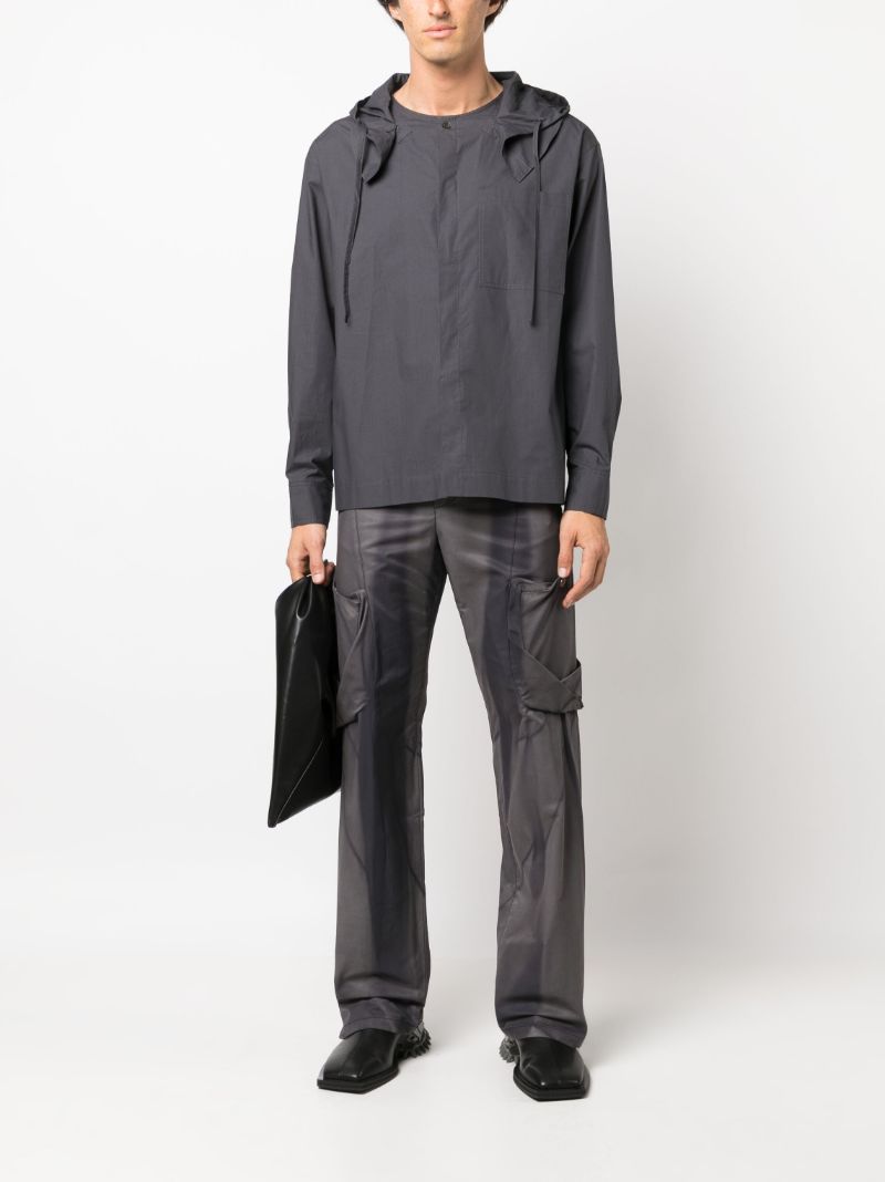 Grey Detachable Hood Cotton Shirt