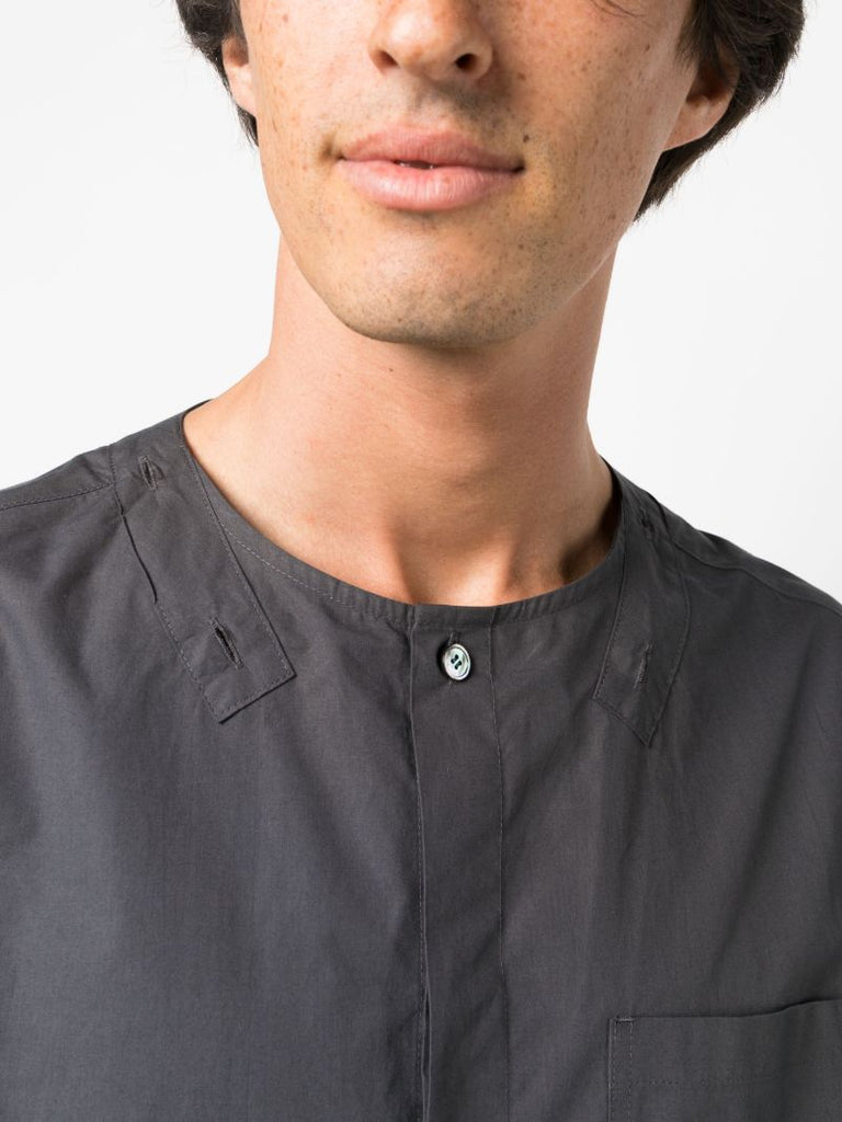 Grey Detachable Hood Cotton Shirt