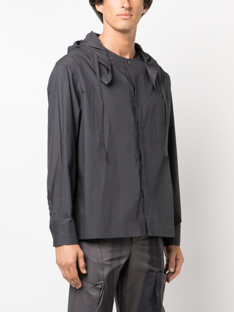Grey Detachable Hood Cotton Shirt