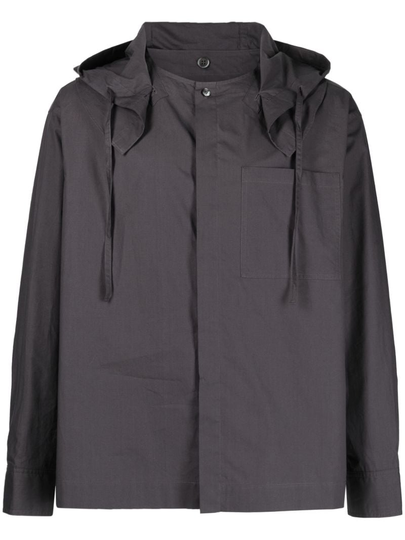 Grey Detachable Hood Cotton Shirt