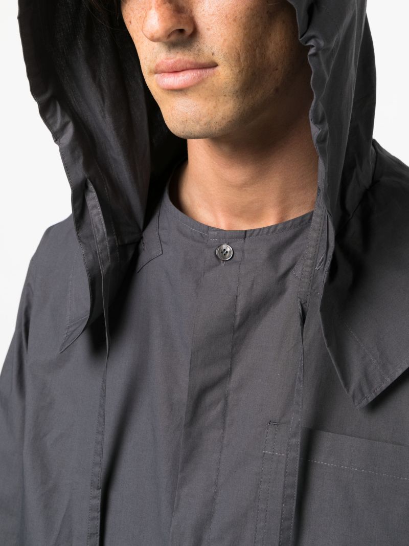 Grey Detachable Hood Cotton Shirt