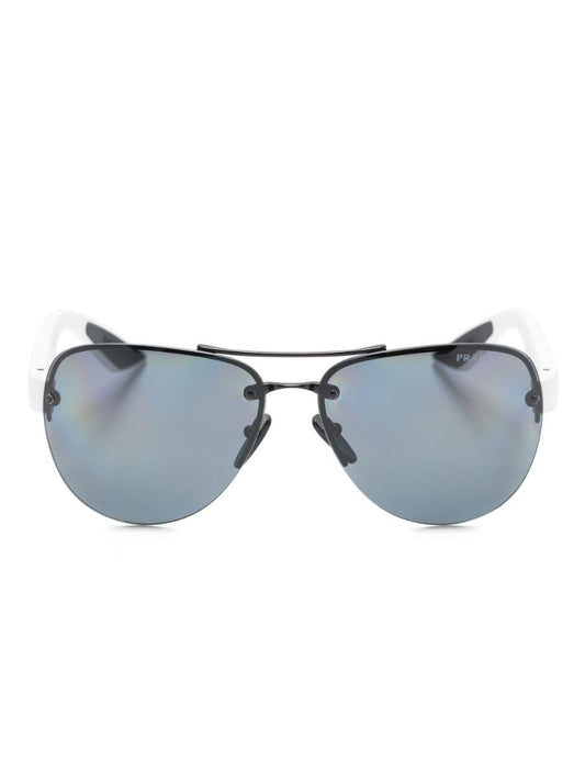 Black Linea Rossa Pilot Frame Sunglasses