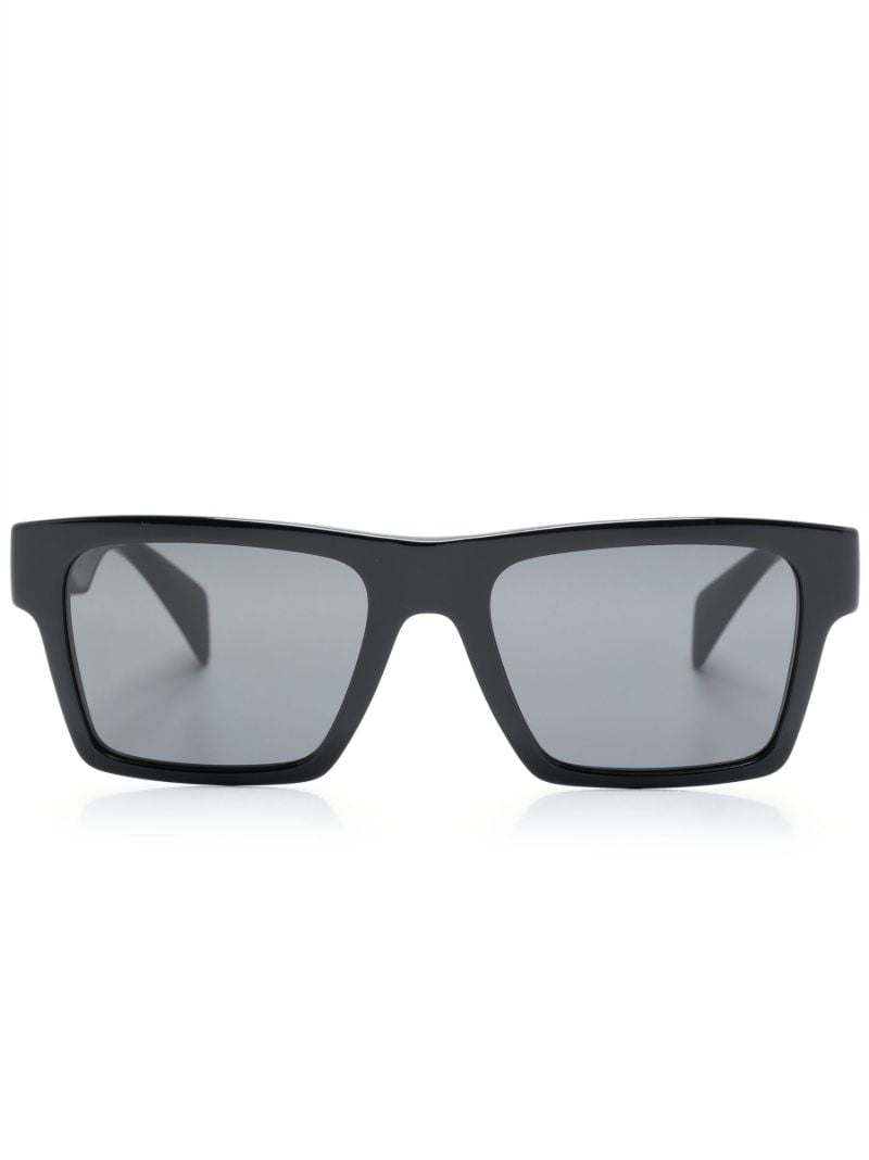 Black Greca Rectangular Sunglasses