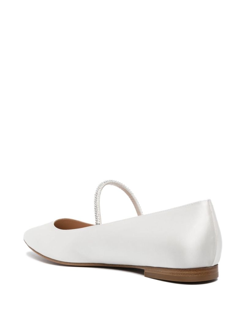 White Crystal Leather Ballet Pumps