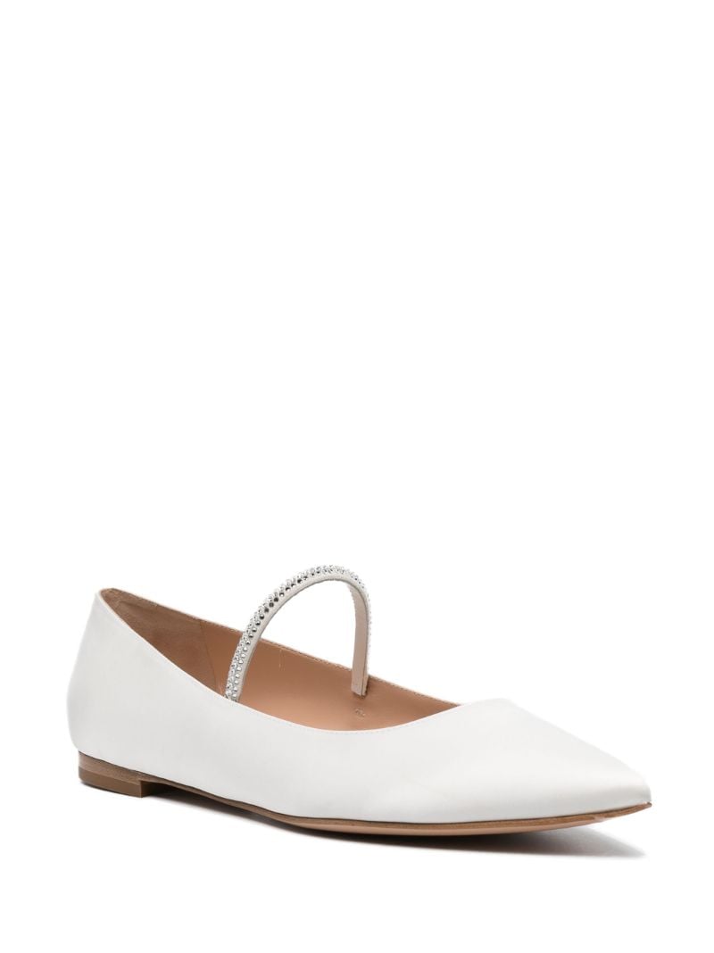 White Crystal Leather Ballet Pumps