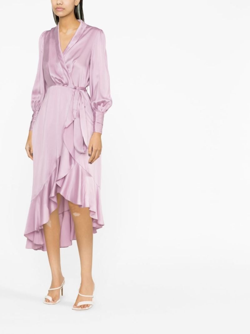Pink Silk Wrap Midi Dress