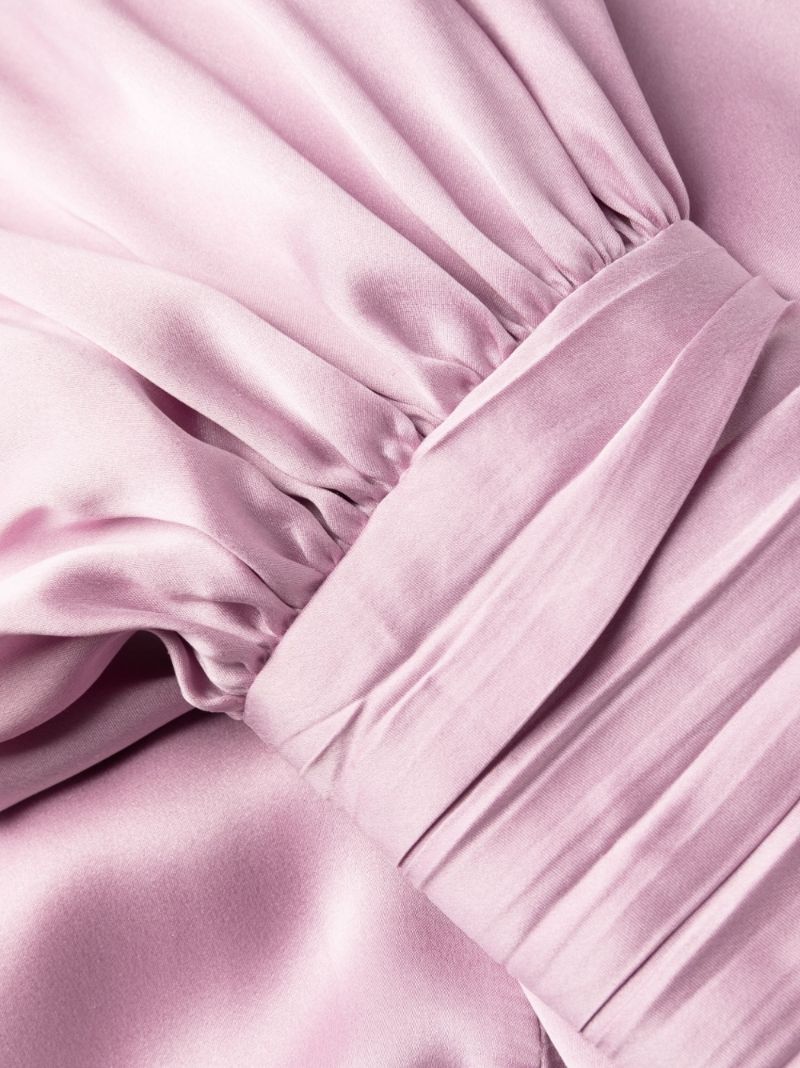 Pink Silk Wrap Midi Dress