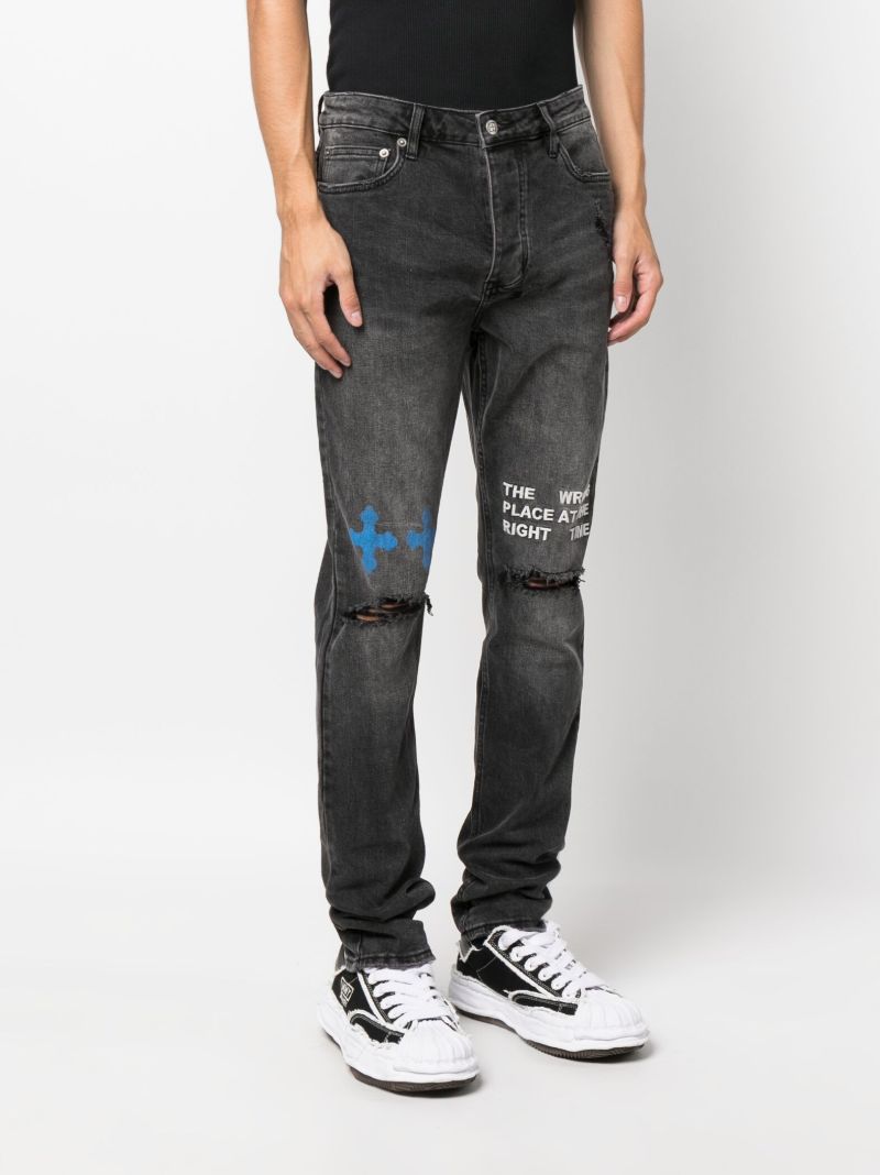 Black Graphic Print Denim Jeans