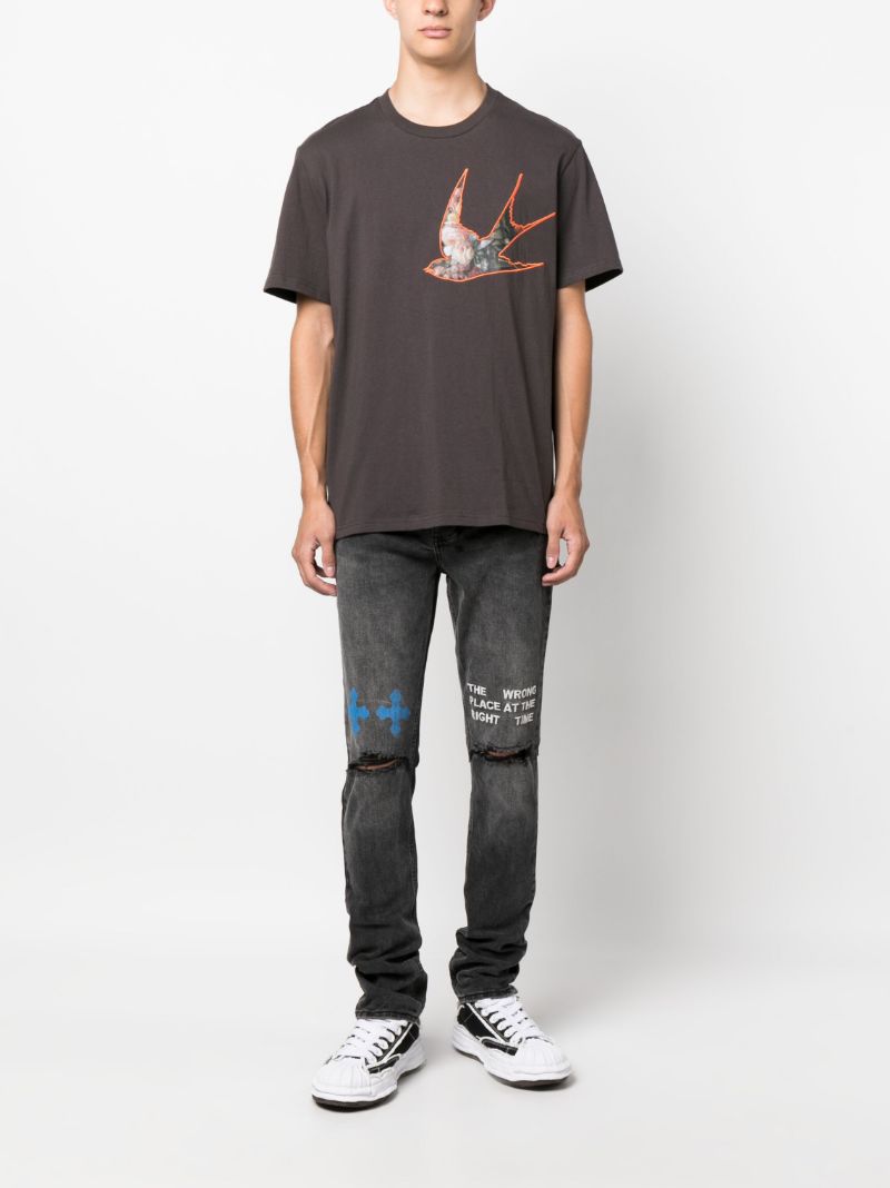Black Graphic Print Denim Jeans