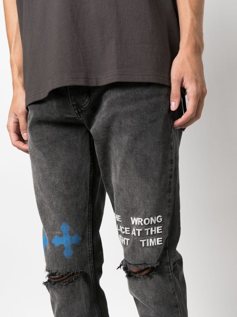 Black Graphic Print Denim Jeans