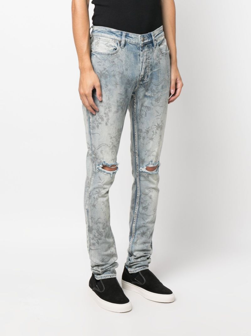 Grey Ripped Detail Denim Jeans