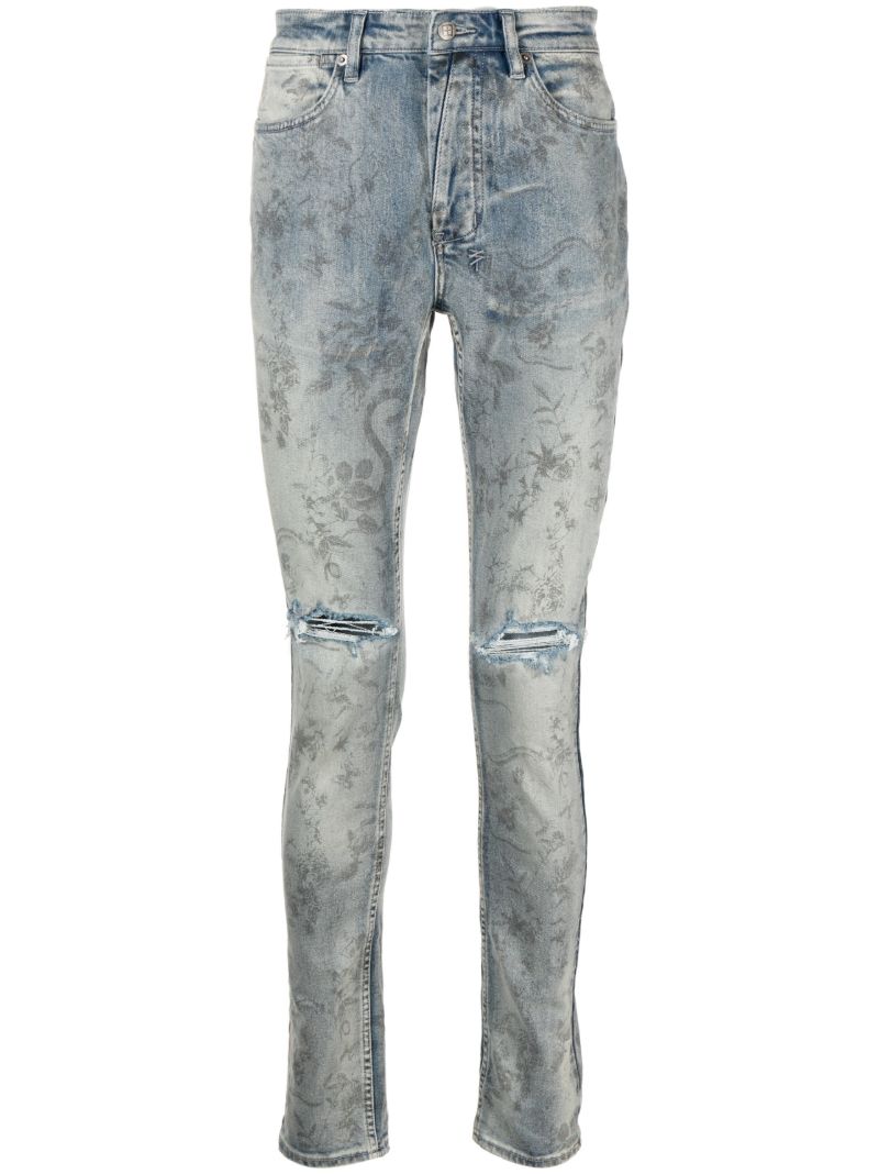 Grey Ripped Detail Denim Jeans