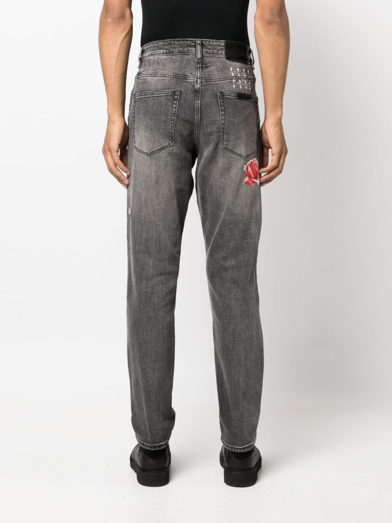 Black Wolfgang Rose Patch Jeans
