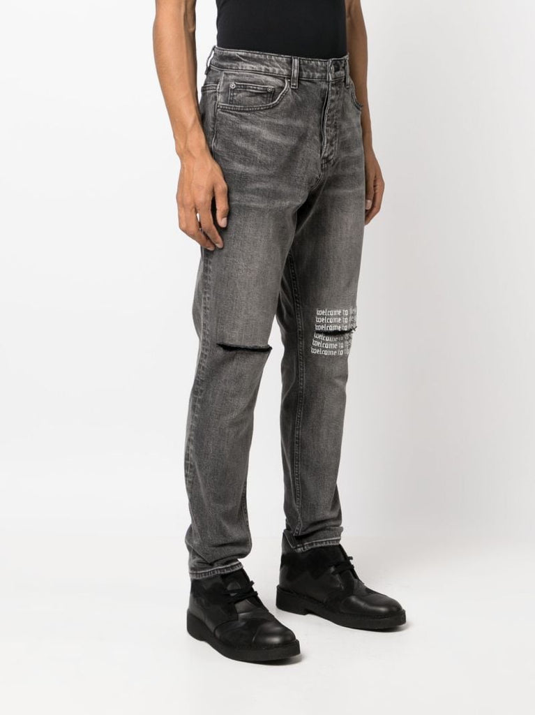 Black Wolfgang Rose Patch Jeans
