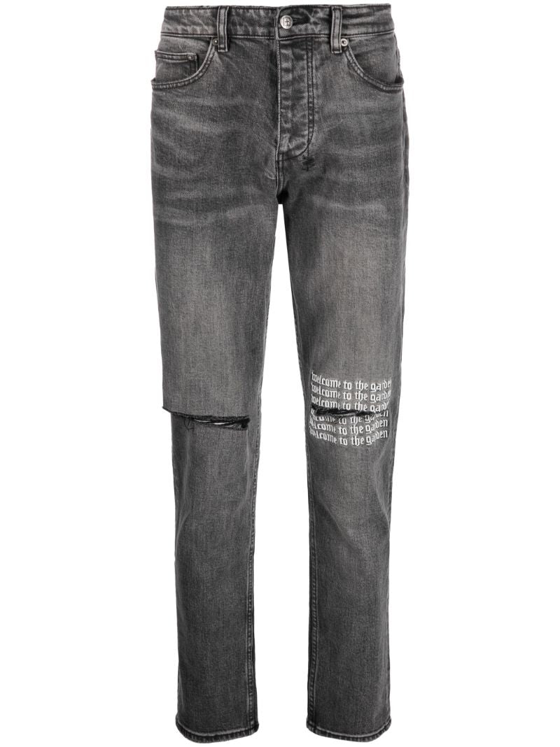Black Wolfgang Rose Patch Jeans