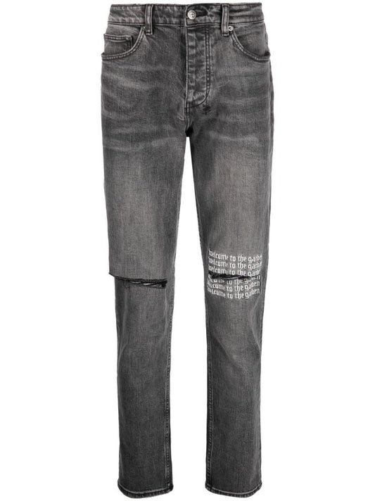 Black Wolfgang Rose Patch Jeans