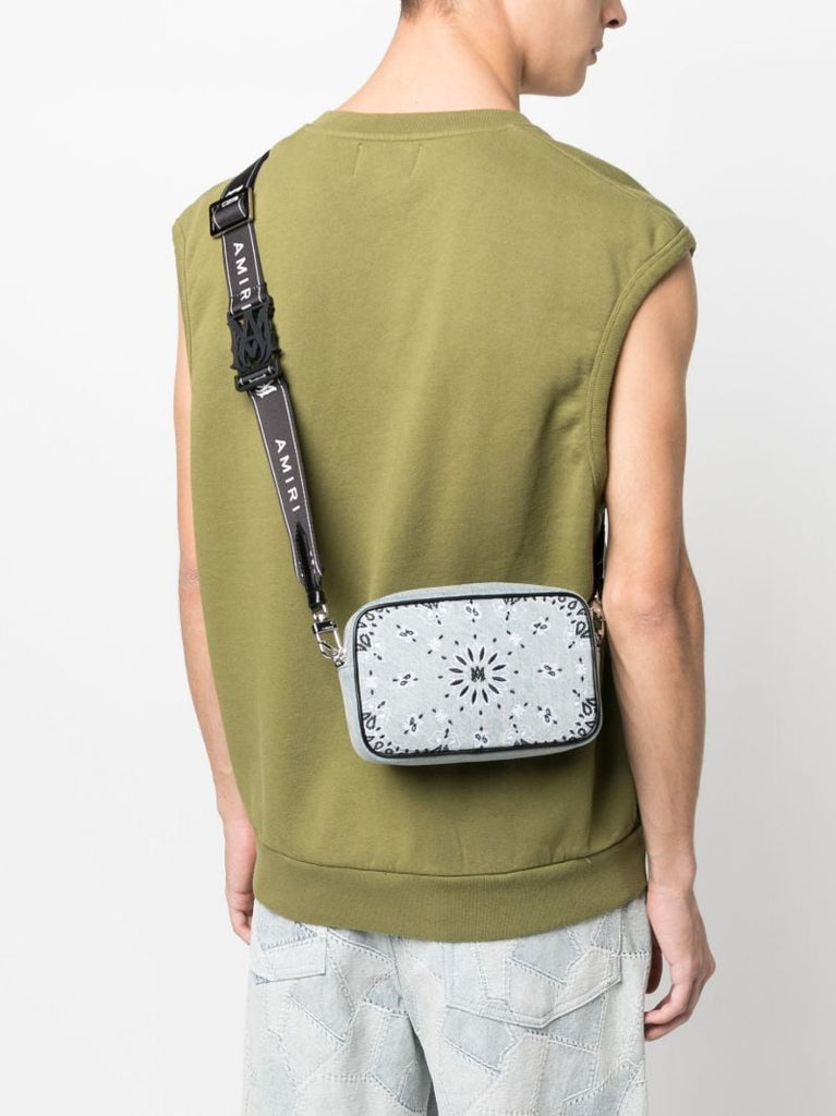 Blue Embroidered Bandana Cross Body Bag
