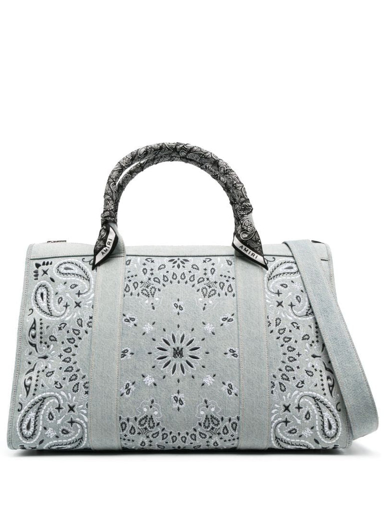 Blue Bandana Print Luggage Bag