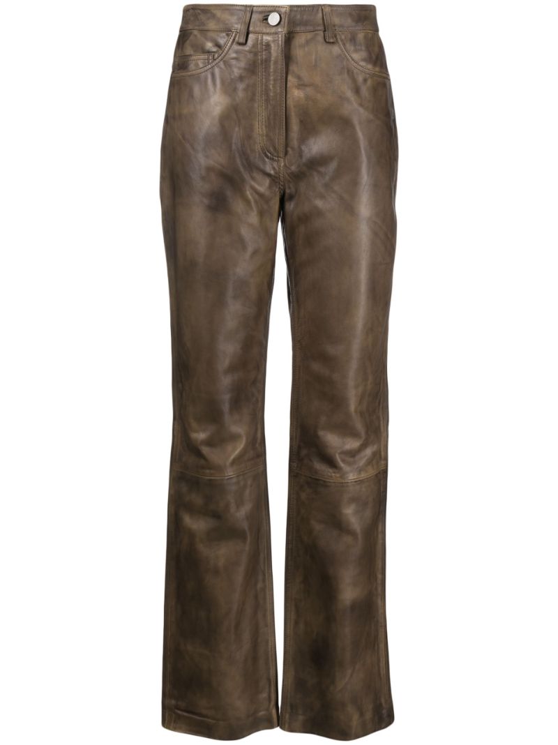 Brown Straight-leg Leather Trousers