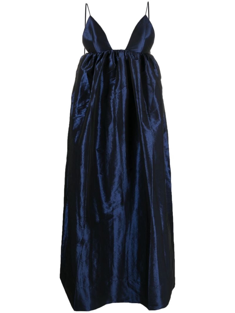 Blue Taffeta Maxi Dress