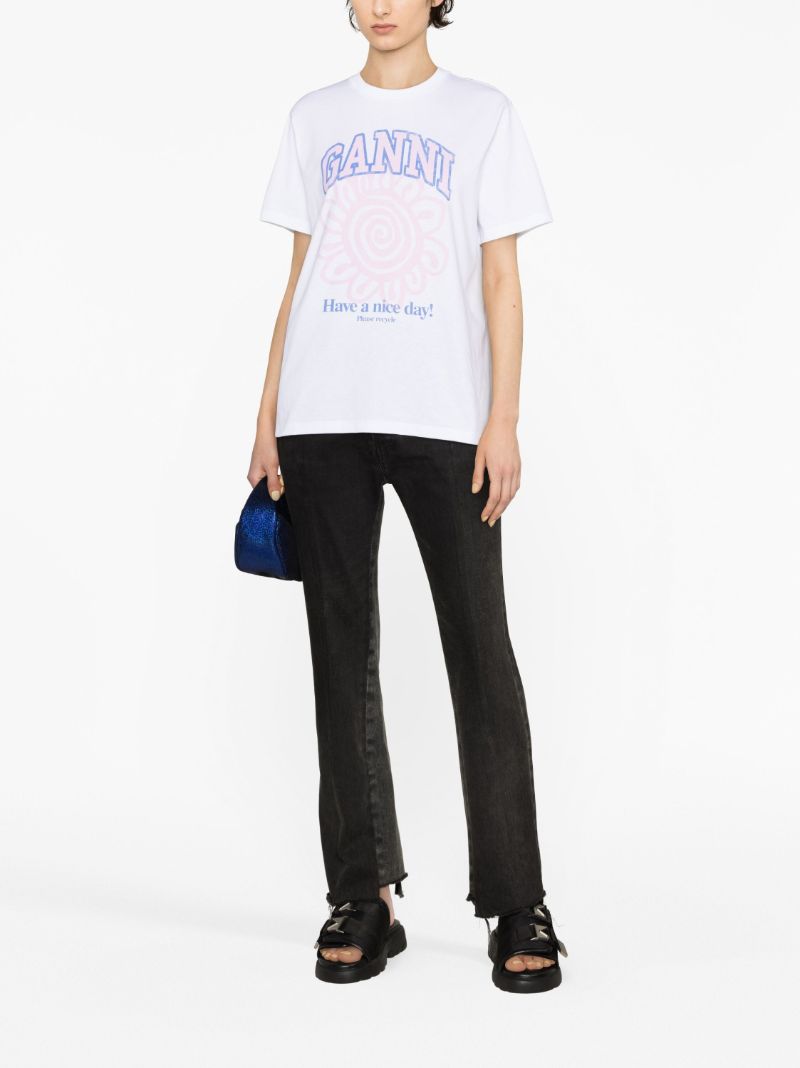 White Flower-print Organic Cotton T-shirt