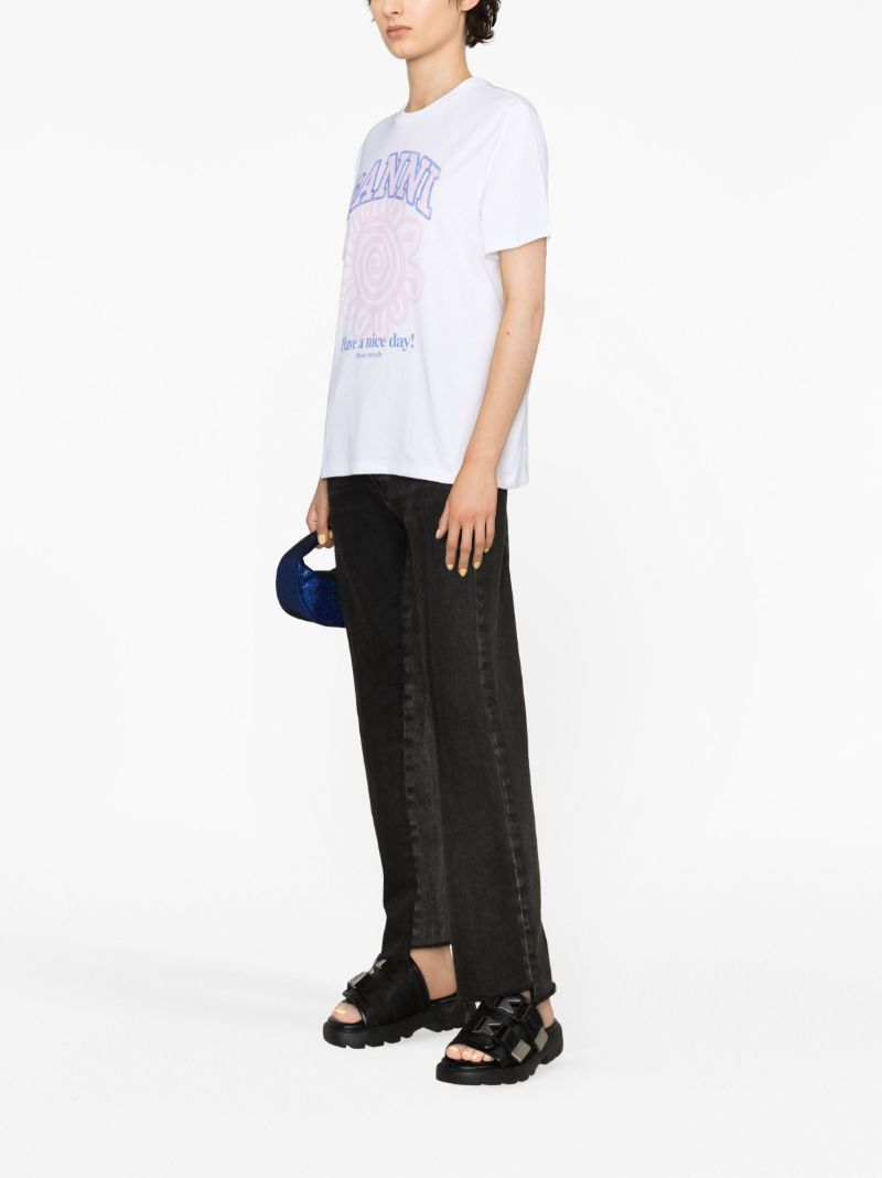 White Flower-print Organic Cotton T-shirt