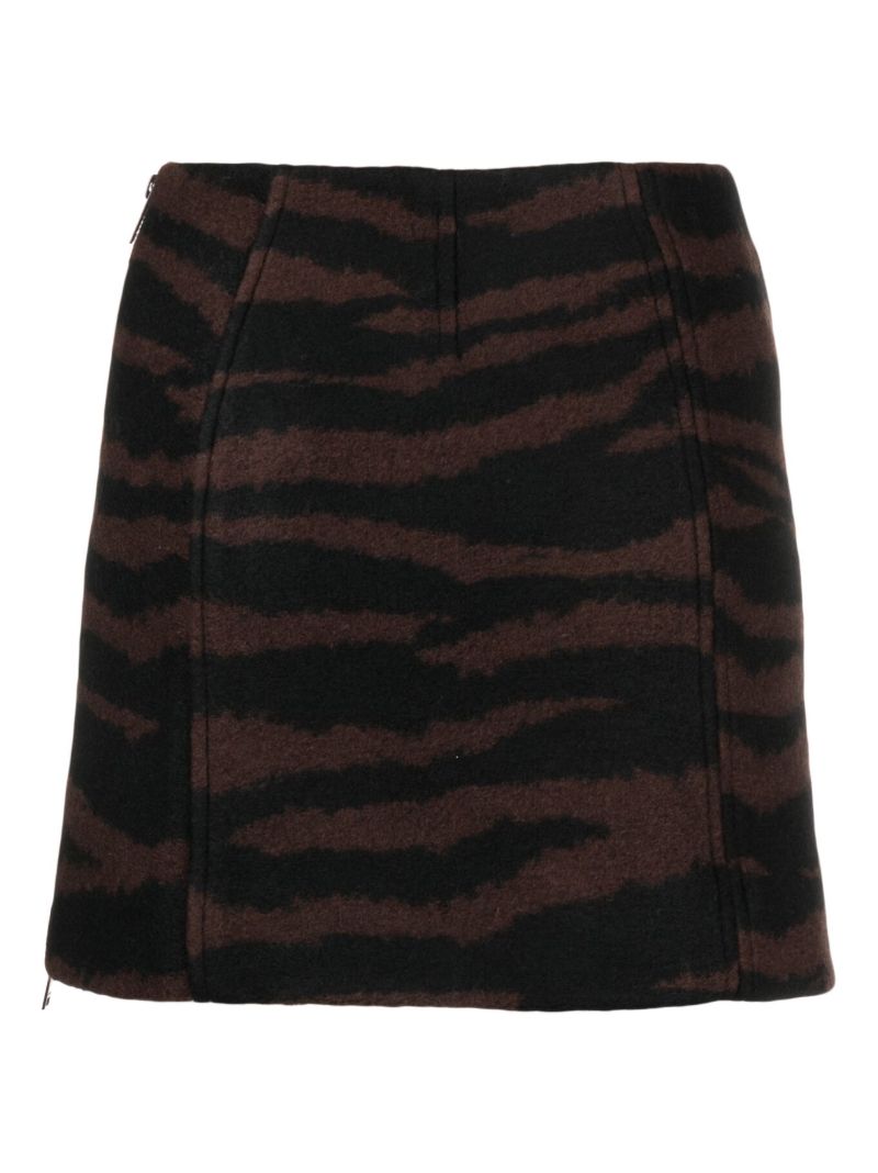 Brown Tiger-jacquard Mini Skirt
