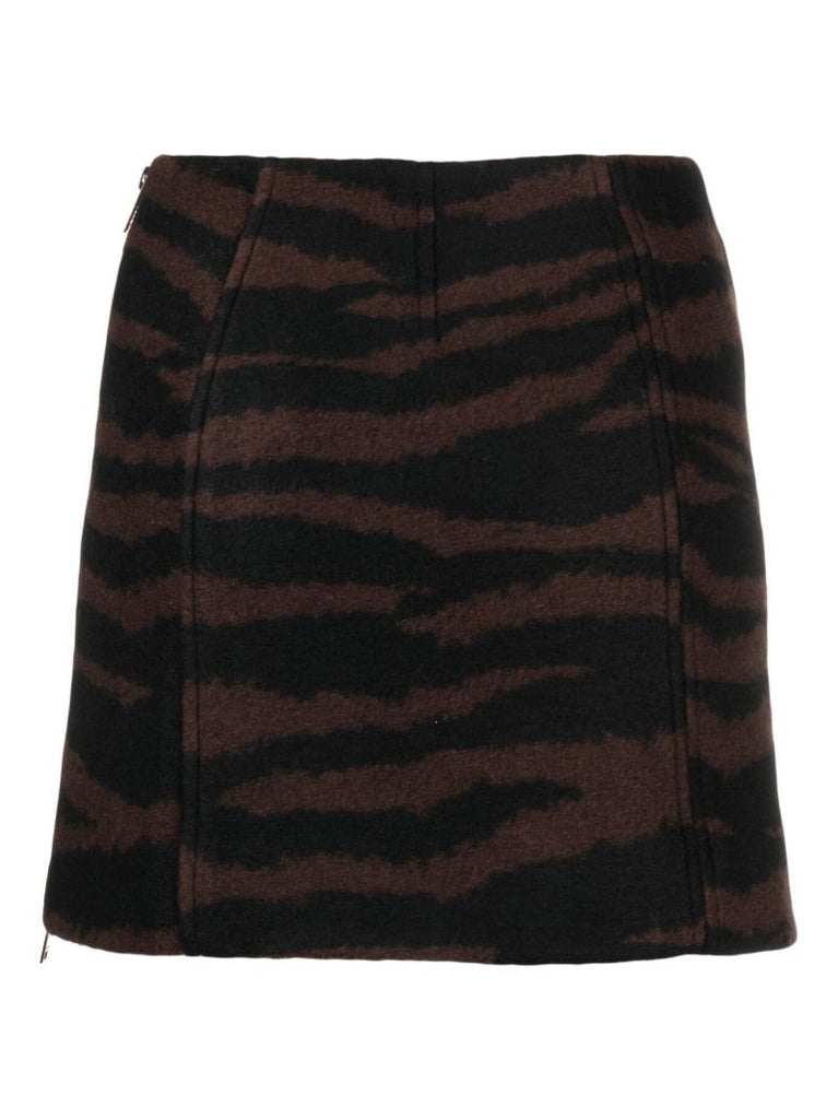 Brown Tiger-jacquard Mini Skirt