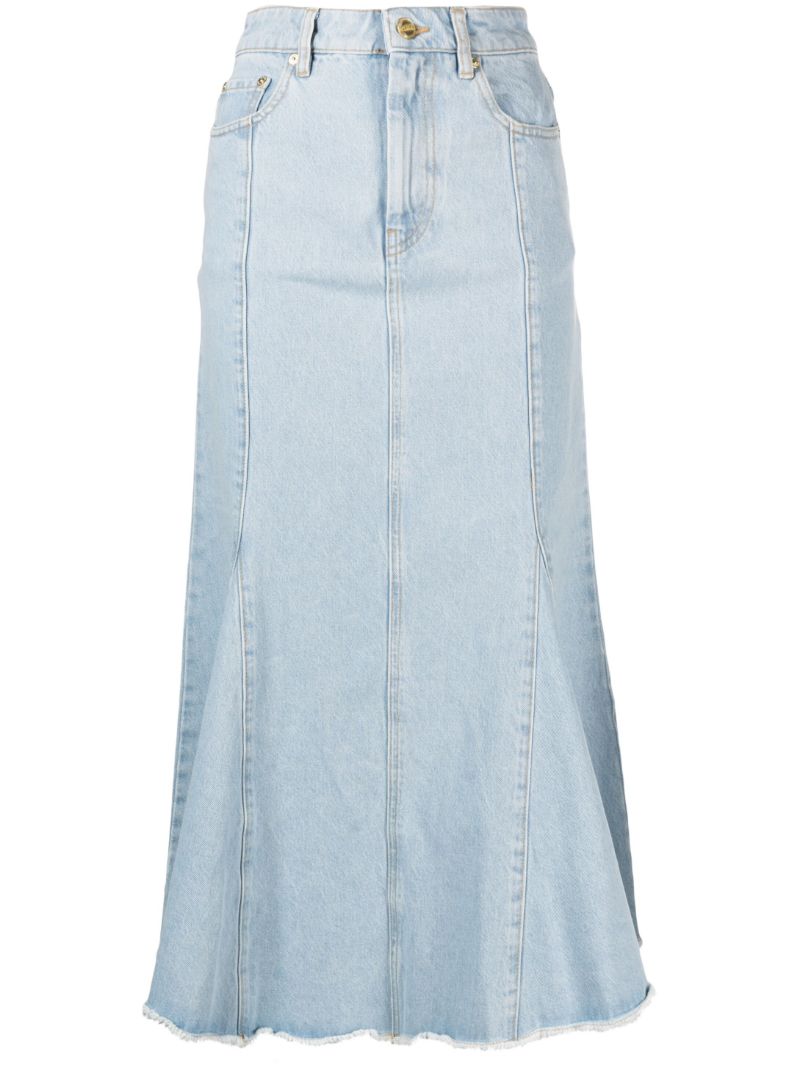 Blue Bleached Denim Skirt