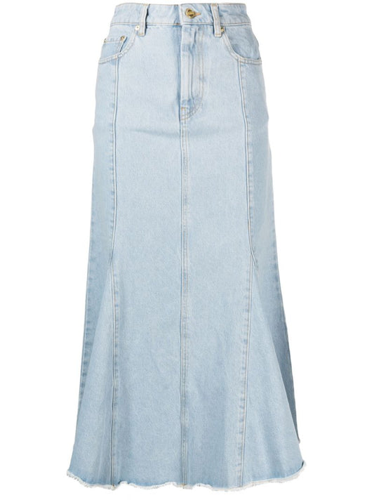 Blue Bleached Denim Skirt