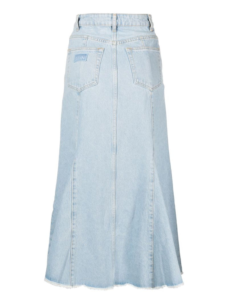 Blue Bleached Denim Skirt