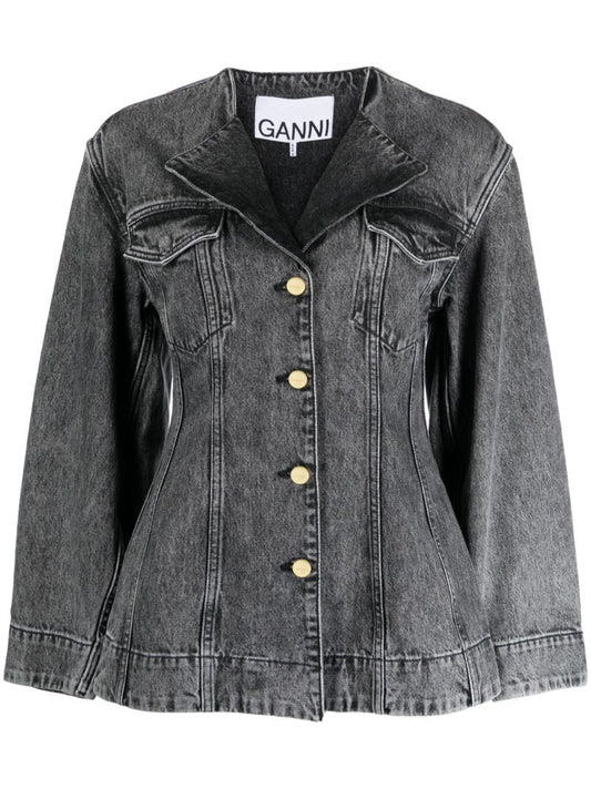 Grey Faded Denim Blazer