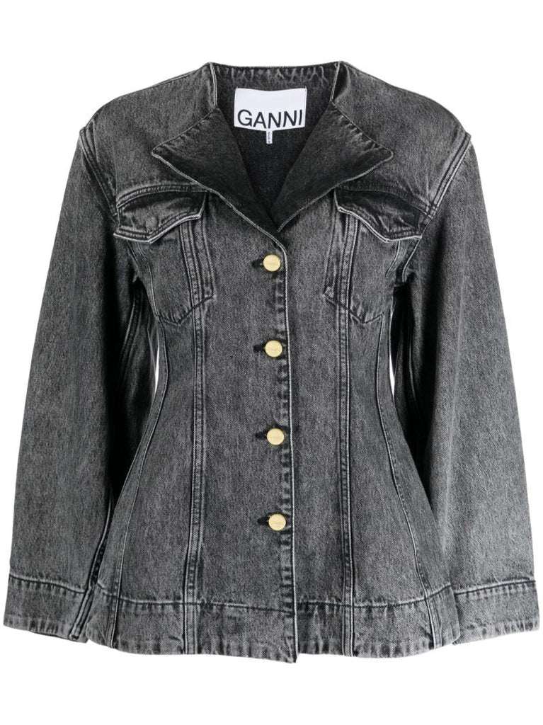 Grey Faded Denim Blazer