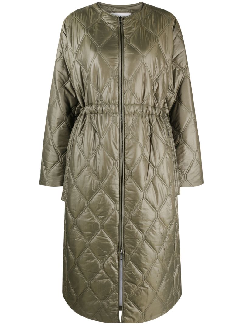 Green Zip-up Quilted Coat