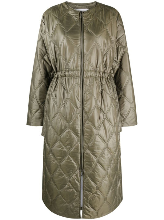 Green Zip-up Quilted Coat